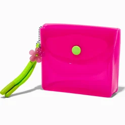 Claire's Porte-monnaies-Translucent Hot Pink Daisy Snap Coin Purse
