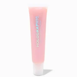 Claire's Lèvres-Tube de gloss rose clair brillant holographique