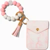 Claire's Pochettes-Étui pour cartes bracelet perlé effet rose marbré Claire's Club