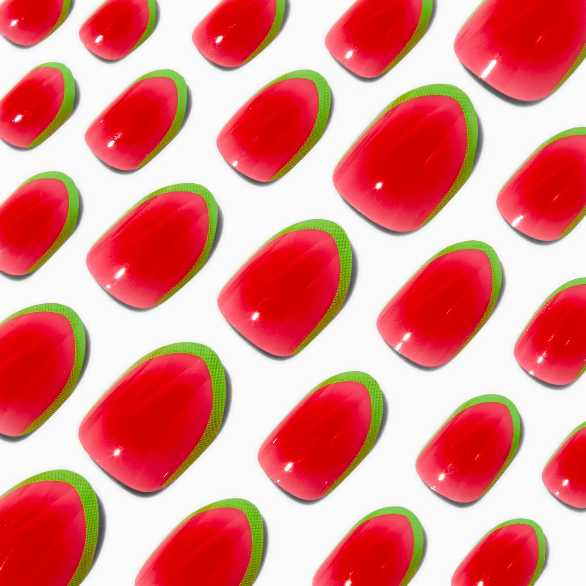 Claire's Ongles-Watermelon French Tip Stiletto Press On Vegan Faux Nail Set - 24 Pack