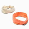 Claire's Bandeaux Et Serre-têtes-White & Coral Athletic Headwraps - 2 Pack