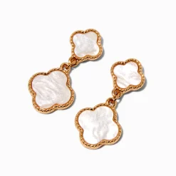 Claire's Pendantes-White Clover Drop Earrings