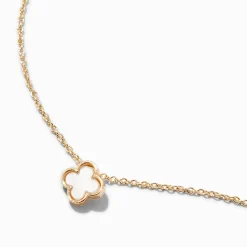 Claire's Colliers-White Clover Gold-tone Pendant Necklace