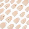 Claire's Ongles-White Daisy French Tip Short Almond Vegan Faux Nail Set - 24 Pack