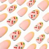 Claire's Ongles-Yellow French Tip Cherry Almond Vegan Faux Nail Set - 24 Pack